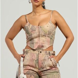 Akira denim Camouflage Print Crop corset size large